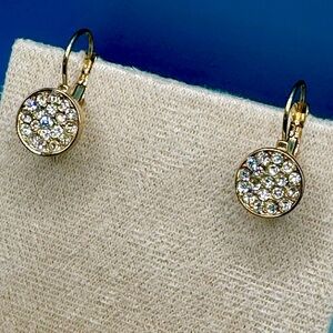 Gold Tone Rhinestone Pierced Earrings